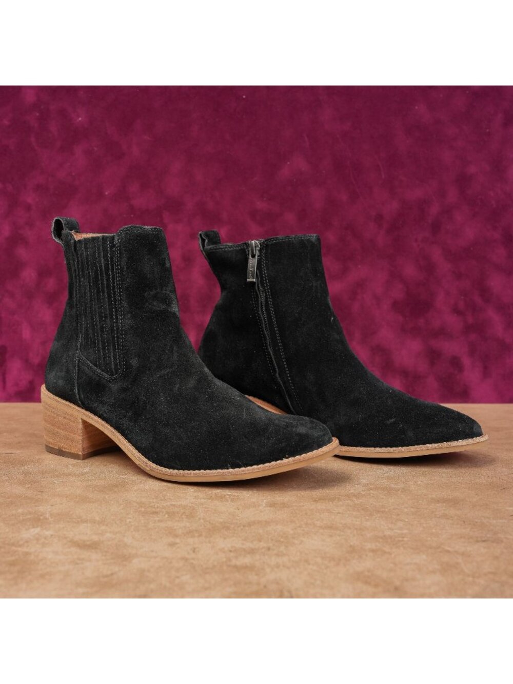 Paul Green Women Sante Western Chelsea boho Black Suede Boots sz 7.5US AUS 5